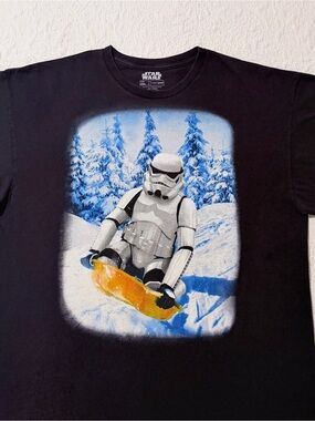 Star Wars | Stormtrooper Snowboarding Graphic T Shirt | Black | Size 2XL